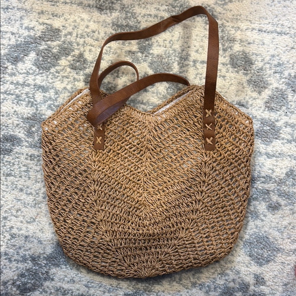 Brown Woven Tote Bag